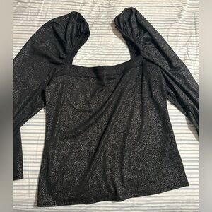 Black Glitter Long Sleeve Top
